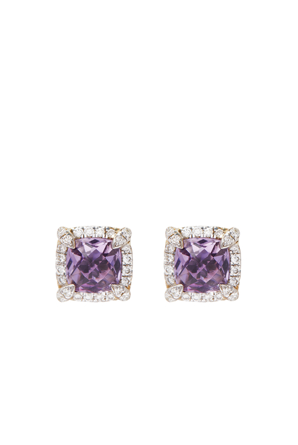 Petite Chatelaine® Pavé Bezel Stud Earrings with Prasiolite and Diamonds